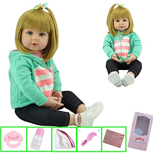 Antboat Muñecas Reborn Bebé 22 Pulgadas 55 cm Vinilo Silicona Suave Realista Hecho a Mano Juguetes de Niño y Niña Reborn Niña Boca Magnética Reborn Doll