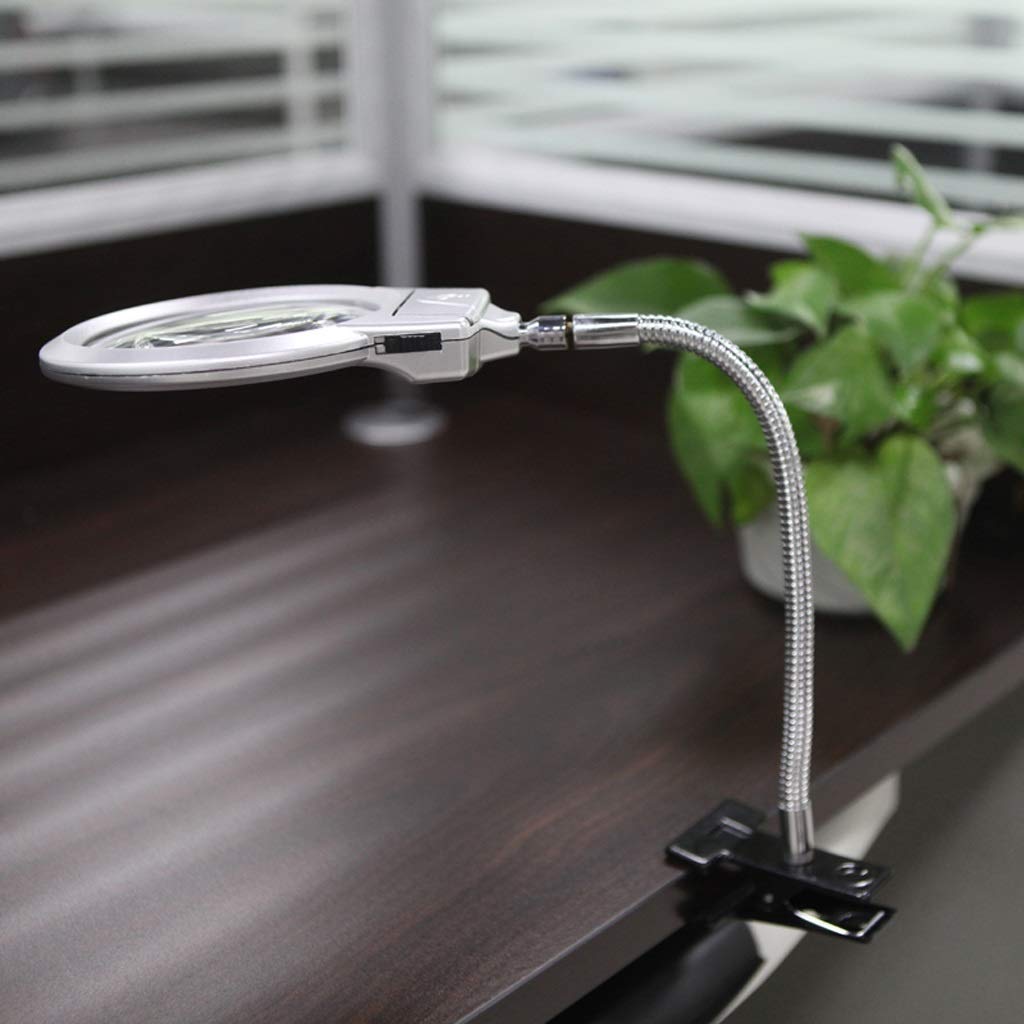 Lupa LED Clip de Metal Manguera Lupa Estudiante Personas Mayores Lámpara de Lectura Lupa de Escritorio Amplificador Industrial Luz Inspección