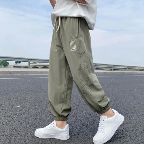 Boys Cargo Pants Casual Drawstring Sweatpants Soft Lightweight Quick Dry Solid Color School Pants for Boys 6-16 Years2