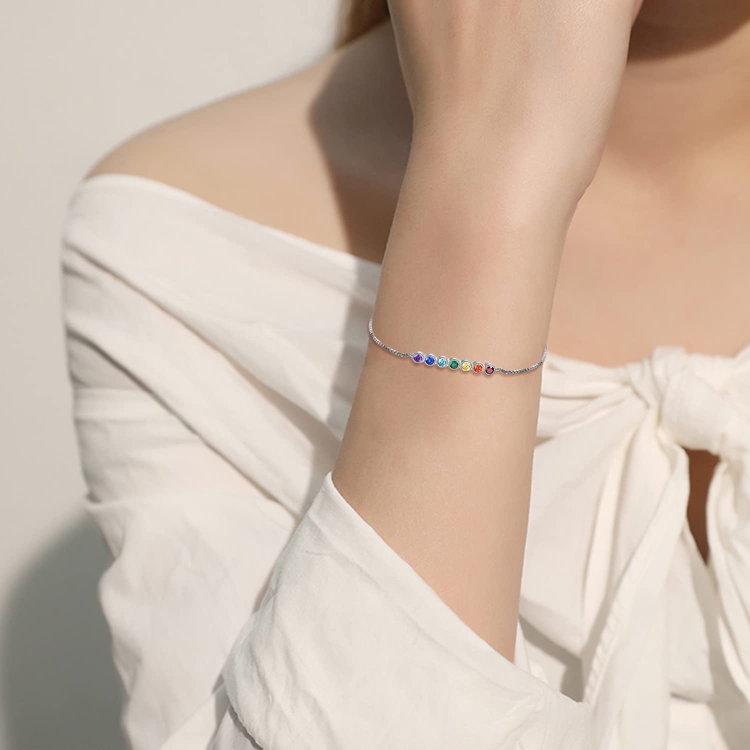 URONE Armbänder für Damen Sterlingsilber 7 Chakra/böses Auge/Pentagramm Armband Heilschmuck Amulett schmuck Yoga Geschenke für Frauen Mädchen