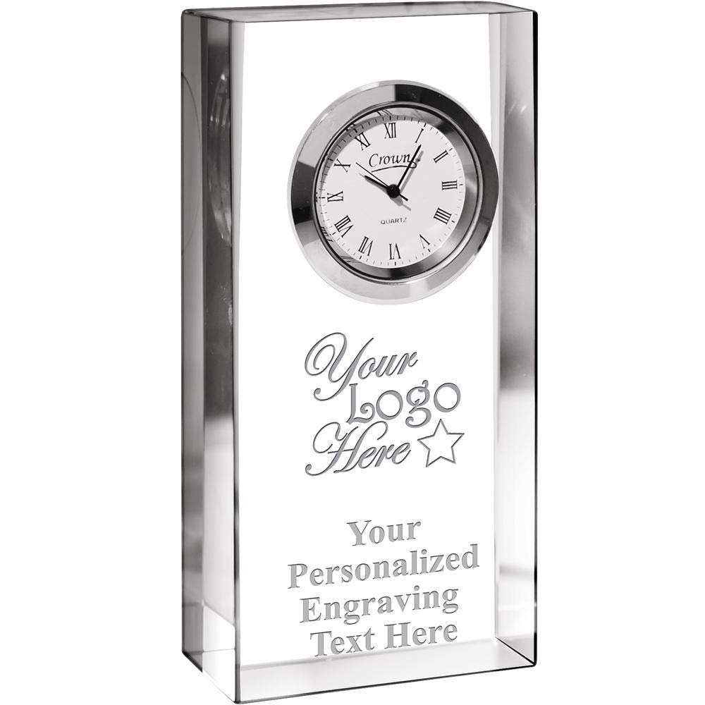 Crown Awards Teacher Appreciation Crystal Opti-Clock with Free Engraving Prime
