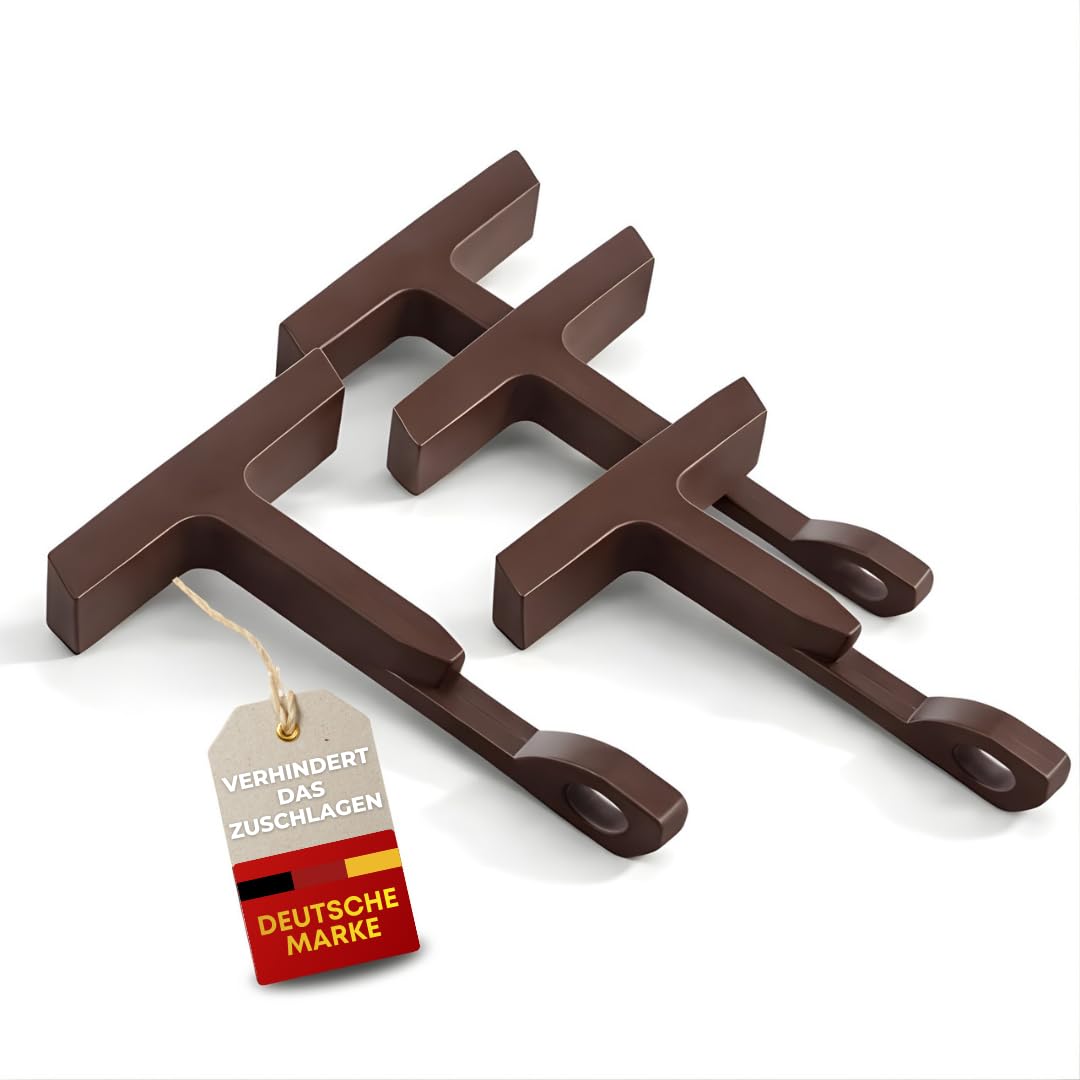 Quality Collection | Fensterfeststeller für Kippfenster | Fensterstopper | 4er-Set | Braun | Robuste Sicherung für Kippfenster | Einfache stabile Montage | Ideal für Zuhause und Büro
