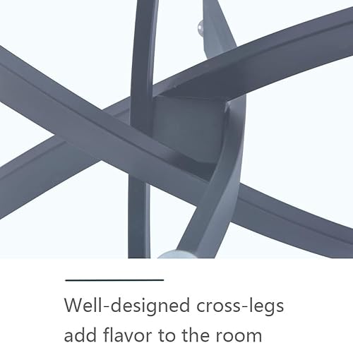 Miniatura 7 de Mesa de comedor de vidrio templado con patas de metal negro, mesa de cocina rectangular moderna de 47 pulgadas para comedor y cocina (47.24 x 31.5