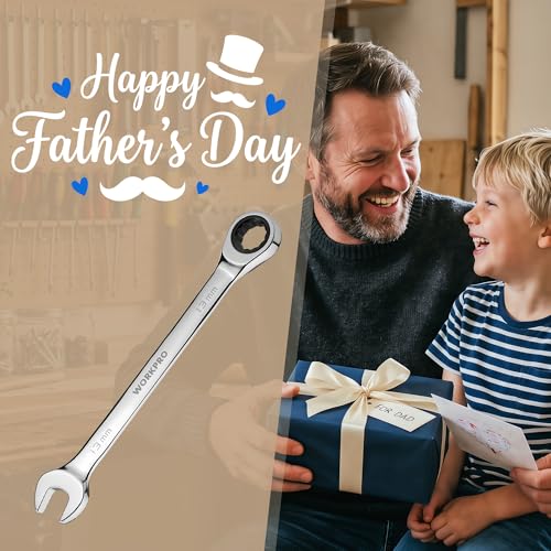 Image of WORKPRO 13 mm Ratcheting Combination Wrench, Mirror Polish Chrome Plating | Premium CR-V Steel, 72-Teeth, 12 Point Design, Metric, For Home Projects, Motorcycle Repair, Garage Work, Plumbing, Machinery