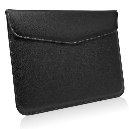 BoxWave Case Compatible with Huion HS64 - Executive Leather Pouch, Slim Leather Sleeve Cover with Soft Lining - Jet Black