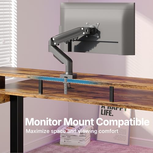 Image of HUANUO 55″ x 26″ Electric Standing Desk with 2 Drawers &24.4″ Large Keyboard Tray, C-Clamp Mount Compatible, Adjustable Computer Desk for Office, Sit Stand Up Desk with 4 Height Presets, Vintage Brown