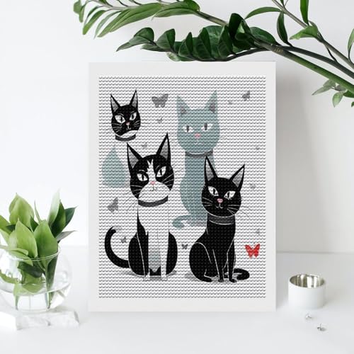 Cuadro de diamantes de gatos para relajarse y decorar el salón 4