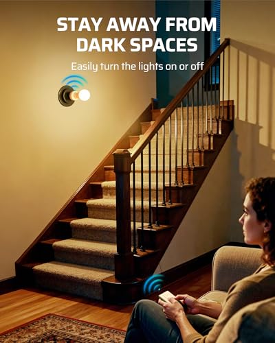 Image of DEWENWILS Remote Control Light Bulb Socket, Wireless Light Switch for Pull Chain Light Fixture, E26 E27 Bulb Base, No Wiring, ETL Listed(1 Wall Mounted Switch+2 Socket)