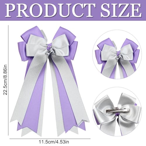 Umibow 2 Pcs Equestrian Hair Bow Clips Handmade Horse Show Hairpin with Horse Pendant Equestrian Show Bowknot Hair Barrettes for Horseback Riding Competitions (Purple) miniatura 2