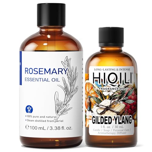 HIQILI Aceite esencial de romero 100ML y aceite aromático de ylang 30ML