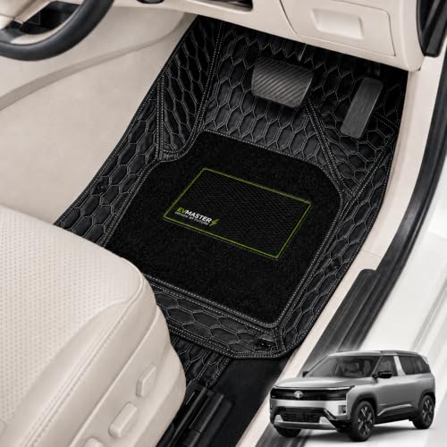 Image of EV MASTER Premium 7D Car Floor Mat Full Set for TATA Sierra EV Hybrid (2026 Onwards) Luxury Leather Double Car Foot Mats Complete Set of 3, Waterproof and Washable