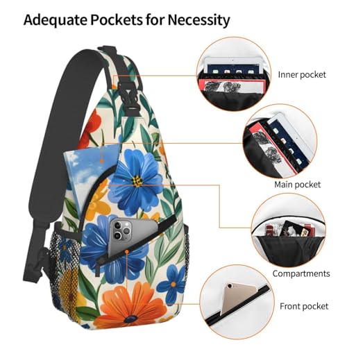 Mochila ligera tipo bandolera con estampado floral para mujer y hombre miniatura 4