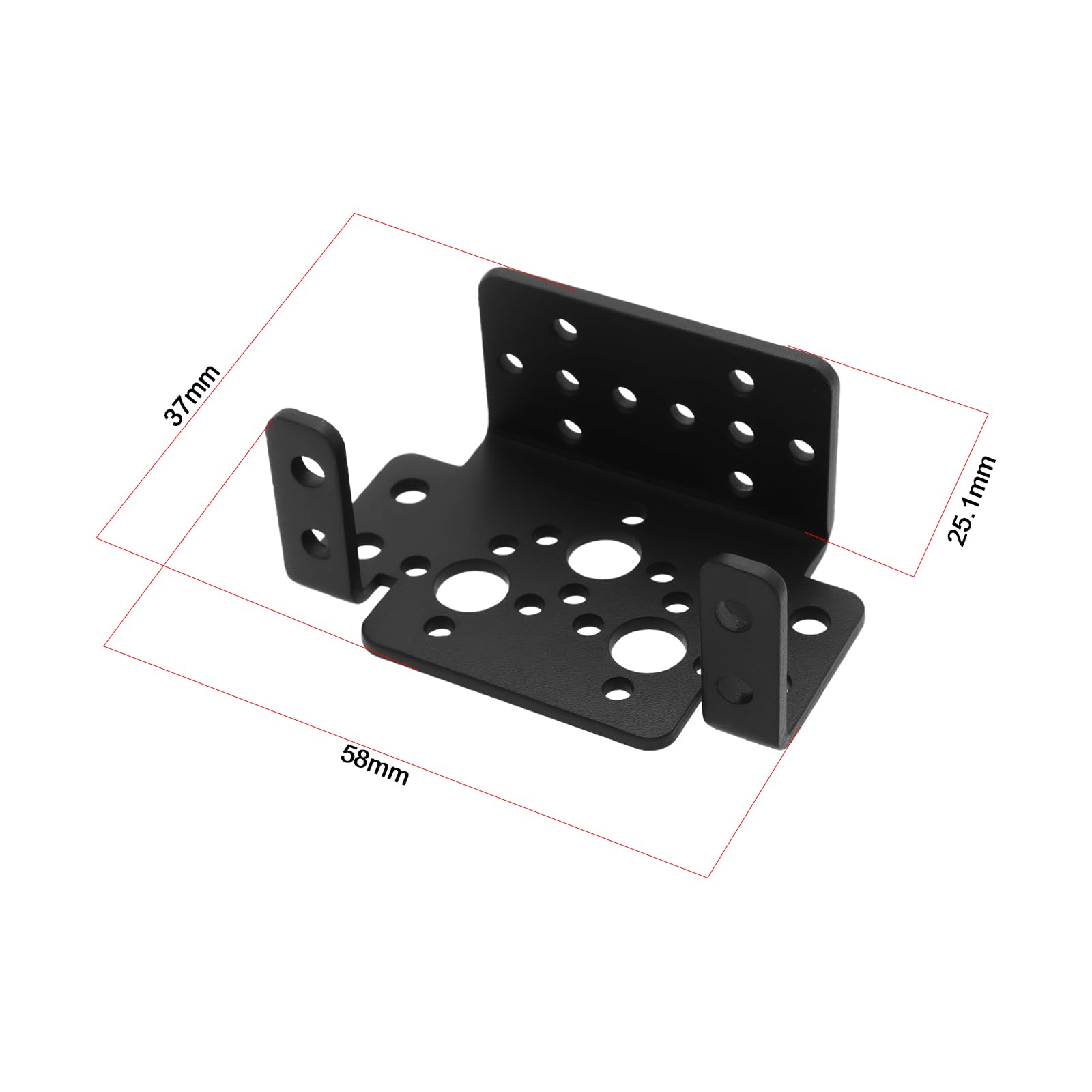 LT Easiyl 2PCS Aluminum Multifunction Servo Bracket 58x25.1x37mm Applicable to Servo Systems with Size 40x45x20mm for Robot Remote Control Models Black - Image 4