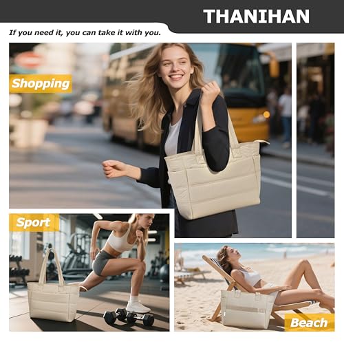 Image of Tote Bag for Women ,Travel Puffy Tote Bag For Women,Puffer Work Tote Handbag、Shoulder Bag Handbag for Travel, Work, Gym