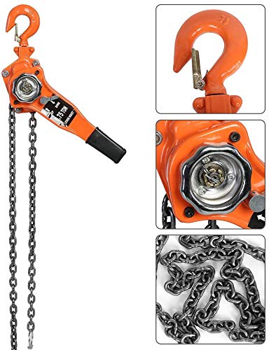 Foto von 1.5T 3m Kettenzug, Manuelle Hebezeuge Ratschenzüge Flaschenzug Hebelzug mit Hebel Stahlkabel Anhebt Hebelzug Kette Schwerlastkette mit Kabel aus Stahl(1.5T 3M)