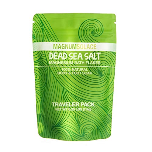 Magnesium Bath Salt Flakes of Pure Dead Sea Salt, Bath Soak & Foot Soak for Detox, Exceptional #1 Therapeutic Source - Stronger Alternative to Epsom Salt, 1/4 LB Travel Pack