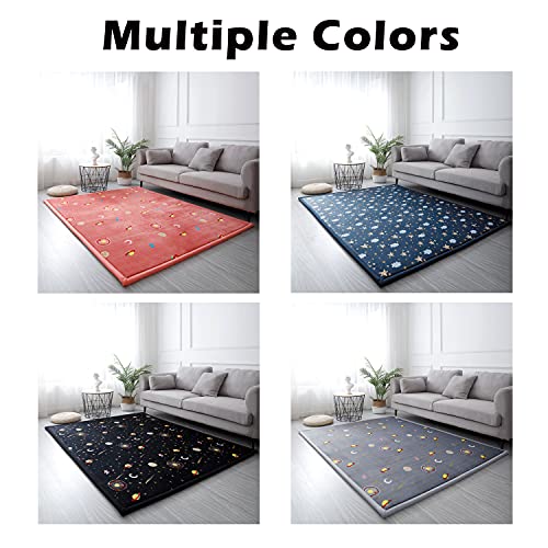 Loartee Coral Velvet Area Rug - 1" Thick Memory Foam Baby Play Mat, Washable Toddler Carpet, Home Decor For Living Room, Nursery, Kids Bedroom, Starry Blue #TOP6