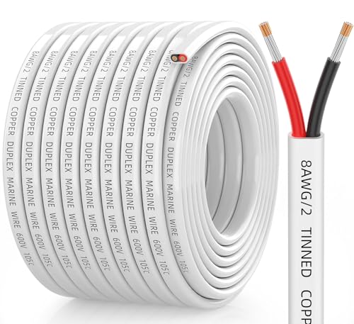 CONEPY 8 Gauge Marine Wire, 8 Gauge Wire Duplex Marine Grade Cable, 50FT
