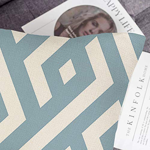 Hexagram Home Decorative Pillow Covers 18 X 18 Inch Set Of 4 Blue Modern Geometric Soft Linen Throw Pillow Covers Cushion Case For Couch Sofa Living Room Patio Indoors Outdoors Style Home Decor #TOP4