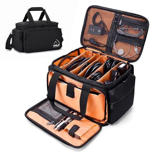 HMLIN DJ Gig Bag, DJ Cable File Bag with Detachable Padded Bottom and Dividers, Travel Music Bag for Professional DJ Gear, Sound Equipment Accessories Orange 2024