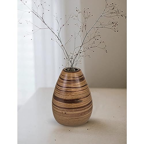 Image of Xtore Marbled Ceramic VASE with Striped Pattern for Home Decor (Pack of 1, Dark Brown)