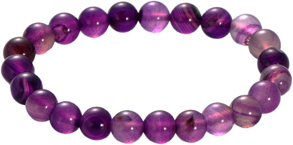 Natural Energy Beads Stretch Purple Watermark Agate Bracelet