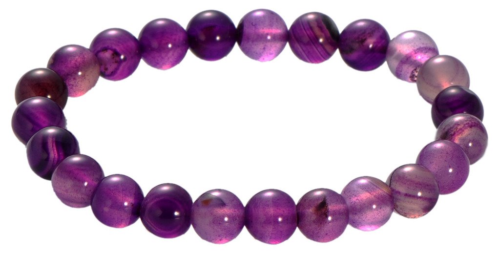 Natural Energy Beads Stretch Purple Watermark Agate Bracelet