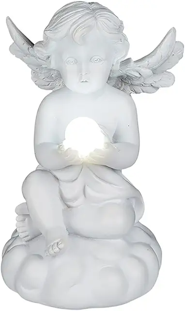 Sitzender Engel mit LED-Kugel - Engel Figuren Deko, ca. 7x11,5cm