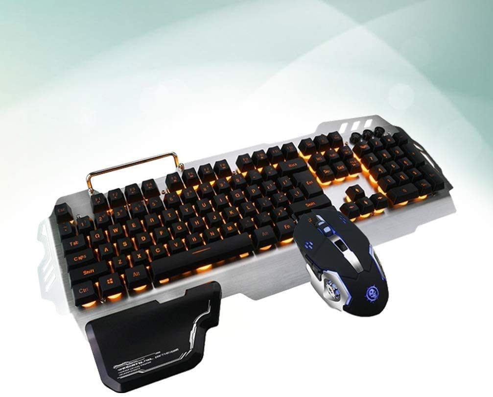Wired Gaming Keyboard Mouse Combo LED Arcobaleno retroilluminato Tastiera da Gioco RGB Gaming Mouse Polso da Polso ergonomico 104 Tasti Tastiera Mouse per Windows & Mac PC Gamers