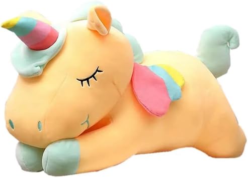 Unicorn Plush Unicorn Body Pillow Cushion Cute Unicorn Toy Day Pillow Soft Sleeping Pillow Doll Christmas Girl Birthday Present Doll Birthday Toy Gift Plush Kids Party Supplies Yellow 23.6