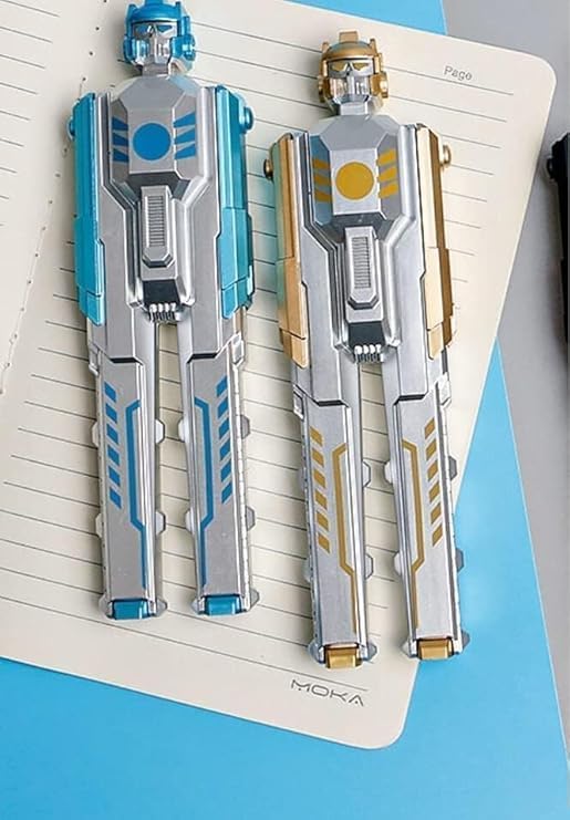 2 in 1 Robotic Transformer Gel Pen Set of 2 for Kids – Cute Robot Shape Blue Ink Ball Pens, Fun Writing Stationery Toy Pen, Unique Birthday Return Gift for Boys & Girls, School Supplies Gift Set