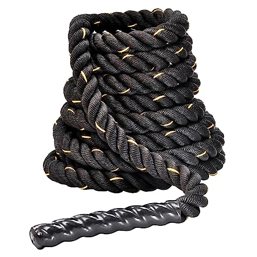 Fitvids Battle Rope 1.5Inch 2 Inch Diameter Poly Dacron 30 FT, 40 FT, 50 FT Length, Heavy Ropes for Home Gym and Workout