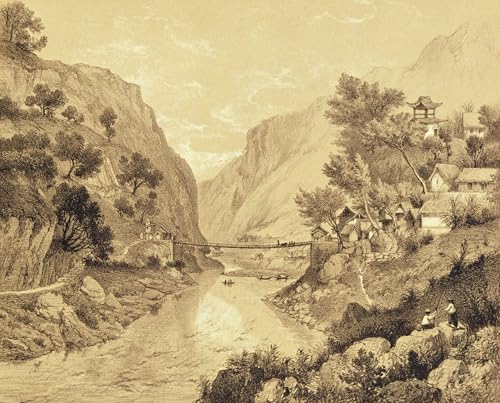 HRJUBWREE Cartel Lienzo Impresión Lienzo Moderno Pintura Pared Arte Cuadro Puente colgante en Lao Oua Tan Plate de Louis Delaporte para Decoración de Paredes 60x90cm