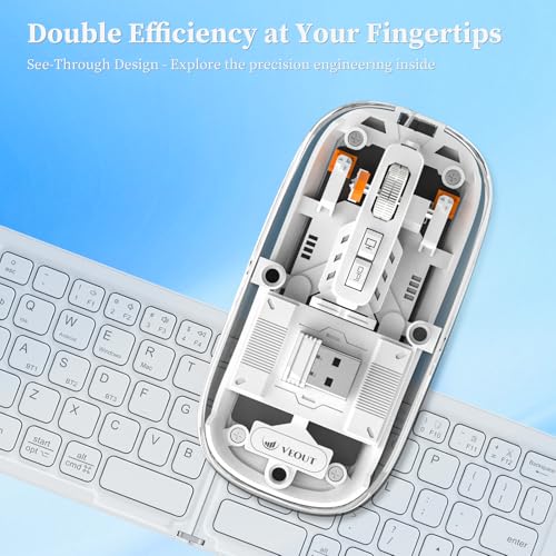 Image of Veout Wireless Bluetooth Mouse, Portable Silent Click Rechargeable Mouse with USB Receiver, 3-Level DPI, Compatible with Laptop, PC, Mac, Tablet, Phone