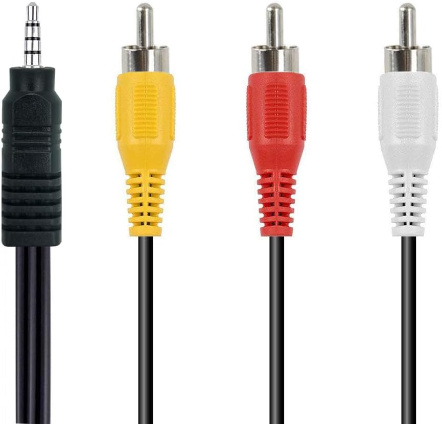 3.5mm to RCA Camcorder AV Audio Video Output Cable, 3 RCA to 3.5mm AV Input Cord Replacement for Sony TV 5FT