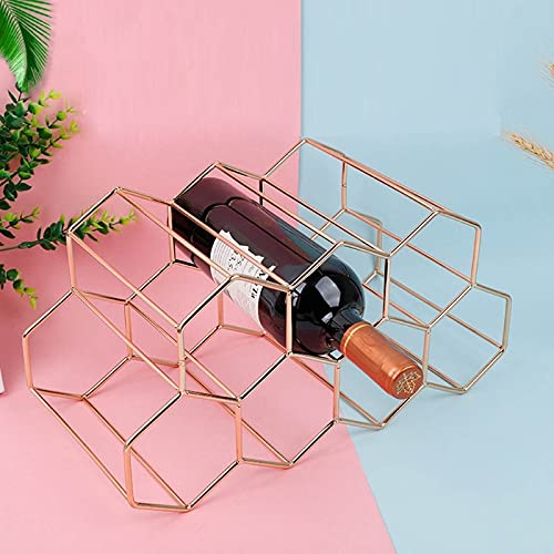 Soporte para botellas de vino moderno en rejilla hexagonal negro miniatura 5