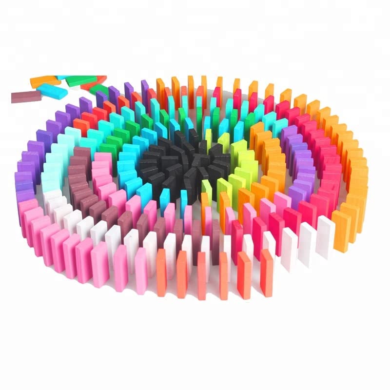 Image of AEXONIZ TOYS Wooden Building Blocks 120Pcs Multicolor Bulk Wooden Dominos Educational Stacking Counting Multiplication Building Block