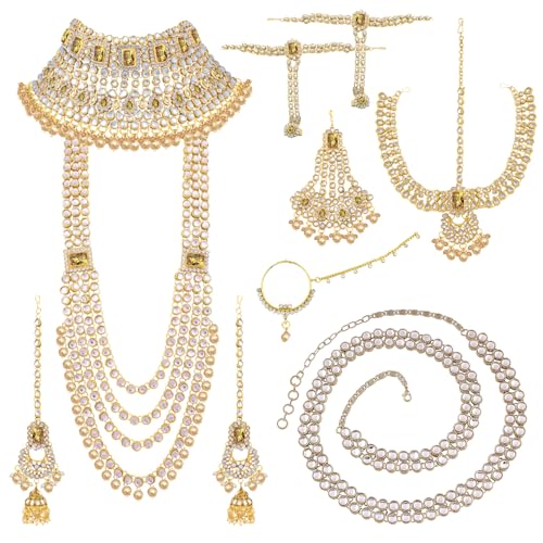 Peora Ethnic Indian Traditional Kundan Dulhan Bridal Jewellery Se...