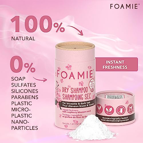 Foamie Brunette Dry Shampoo For Women, Powder Dry Shampoo Dark & Brown Hair, Raspberry Blossom Fragrance Volumizing Dry Hair Shampoo, Vegan, Cruelty Free & Plastic-Free Packaging #TOP2