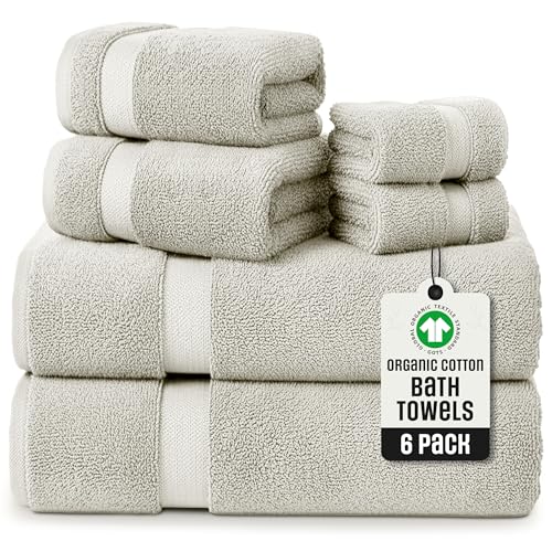 TOWELTIQUE Organic Cotton Plush Bath Towels (Pack of 6)