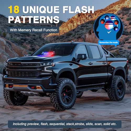 Image of Nilight 12LED Traffic Advisor Strobe Light Bar Red Blue Hazard Safety | Emergency Warning Dash Front /Rear Windshield Flashing Lights for Cars Trucks Police Firefighter Plow Construction Vehicles