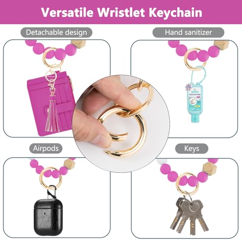 Image of KNGITRYI Wristlet Wallet for Women,RFID Keychain Wallet with Beaded Strap