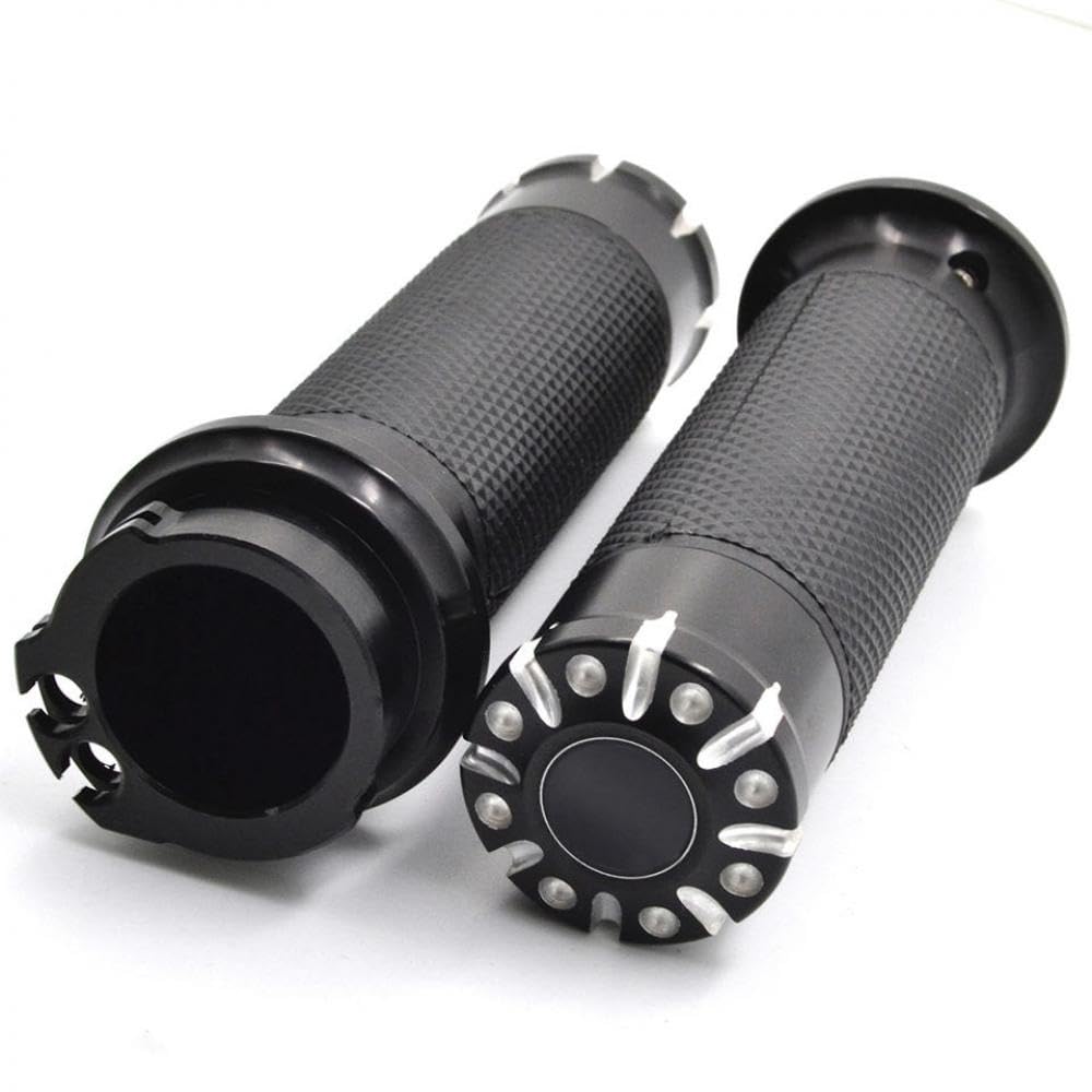 Poignées de guidon de moto en aluminium, 1 pouce de diamètre, 25mm de longueur, compatibles avec les guidons universels de 1 pouce(Black)