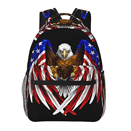 Sac d'école avec drapeau des États-Unis grande capacité avec port USB de recharge