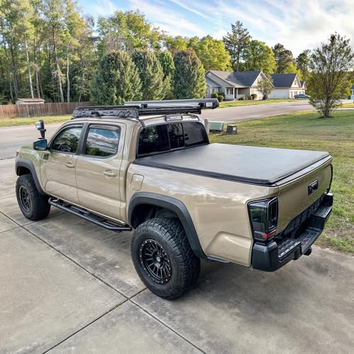 Image of oEdRo Soft Roll Up Truck Bed Tonneau Cover Compatible with 2016-2023 Toyota Tacoma (Excl. Trail), 5ft Bed with Track Rail System