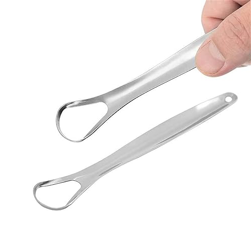 Miniatura 7 de 2 unidades de raspador de lengua, reduce el mal aliento fresco de acero inoxidable 100% libre de BPA, paquete de limpiadores de lengua de metal