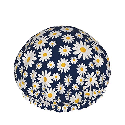 Fresh Daisy Shower Cap Women Double Layer Waterproof Bath Cap Eva Lining Design For All Hair Lengths