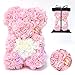 Rosenbär- Rosen Teddybär Mit Box, 10 Zoll künstliche Rose Blumenbär, Geschenke Für Freundin, Jahrestag Geschenk Für Sie, Geschenk Für Muttertag, Valentinstag, Jubiläum und Brautduschen (Hell-Pink)