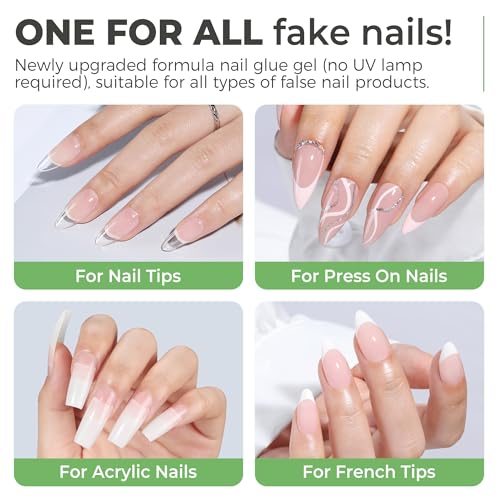 Image of UNA GELLA Gel Nail Glue for Press Ons: 10s Fast Dry No U V Lamp Needed Glue Gel, 3pcs*5ml Upgrade Super Strong Nail Adhesive for Press on Nails, Nail Tips&Acrylic Nails-Maximum Strength, Long-lasting