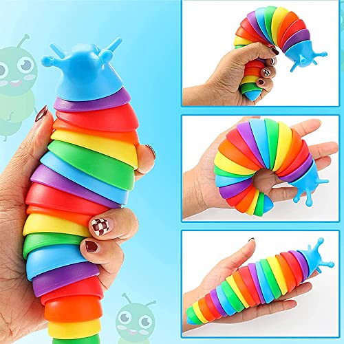 Yolistar 2 Stück Fidgets Slug Spielzeug,Lustige Flexible Kreatives Schneckenspielzeug für Kinder Erwachsene,Flexible Dekompressionsschnecke zum Entspannen,Garten Ornament